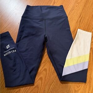 Peloton Leggings - Dark Blue and Light Yellow